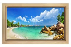 Kumsal ve Kayalıklar Tablosu Naturel Ahşap - 100x150