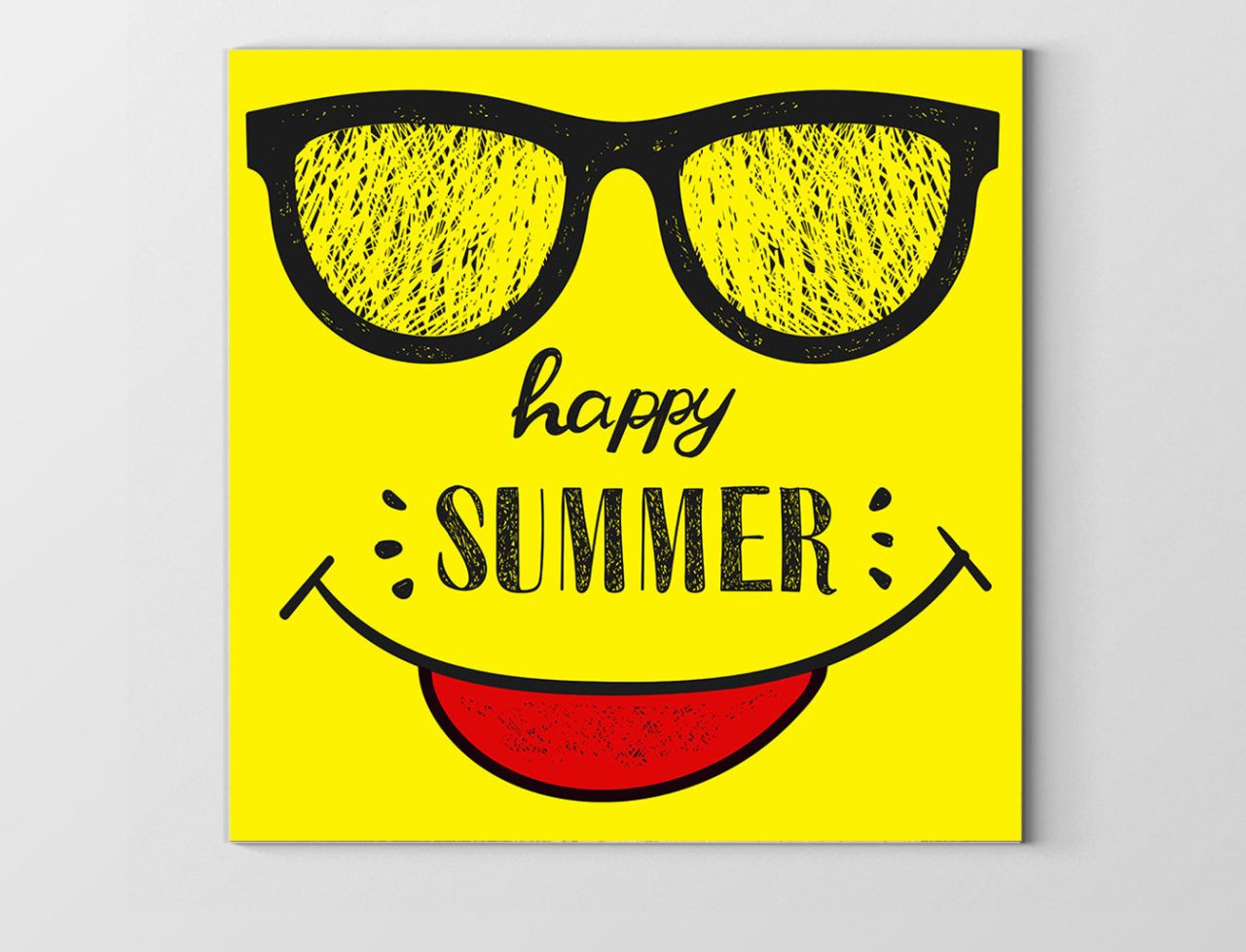 Happy Summer Yazısı Tablosu Çerçevesiz - 30x30