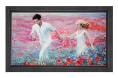 Çiçekler Bahçesi Aşıklar Tablosu Siyah Ahşap - 100x150