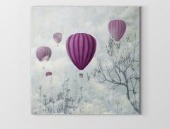 Mor Balonlar Ve Kış Tablosu Çerçevesiz - 70x70
