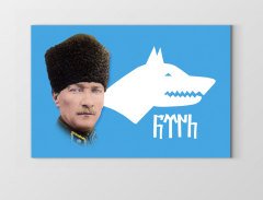 Atatürk Ve Bozkurt Tablosu Çerçevesiz - 100x150