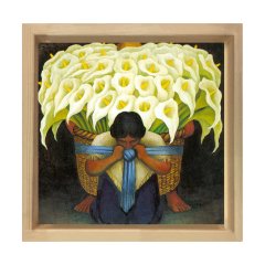 Çiçek Satıcısı,1942 Tablosu Naturel Ahşap Çerçeve - 80x80