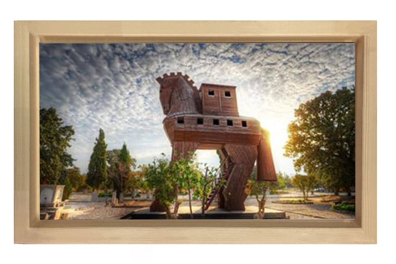 Truva Atı Tablosu Naturel Ahşap - 45x30