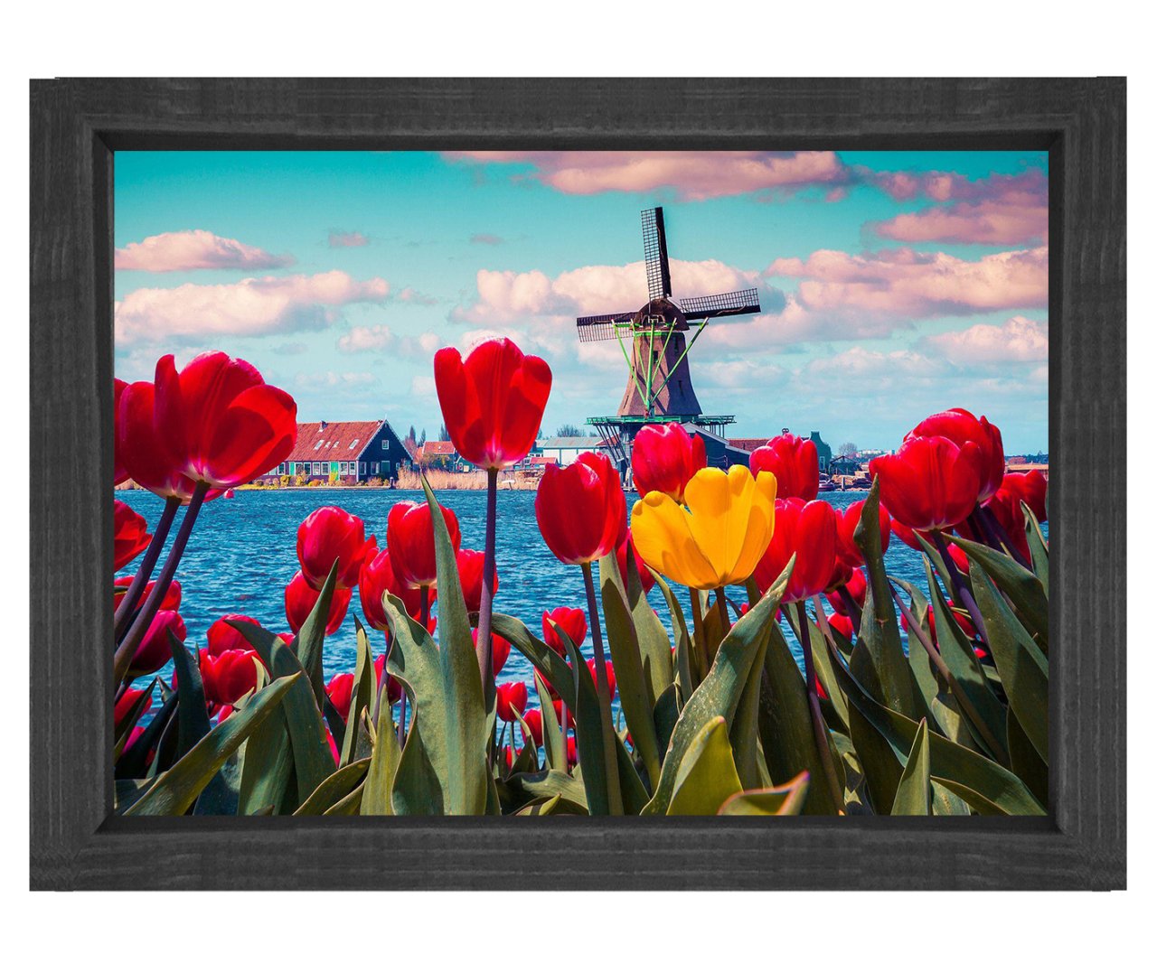 Lale manzara tablosu Siyah Ahşap Çerçeve - 40x60