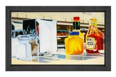 Hamburger Masası Tablosu Siyah Ahşap Çerçeve - 50x70
