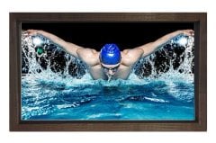 Yüzücü ve Havuz Tablosu Kahverengi Ahşap - 45x30