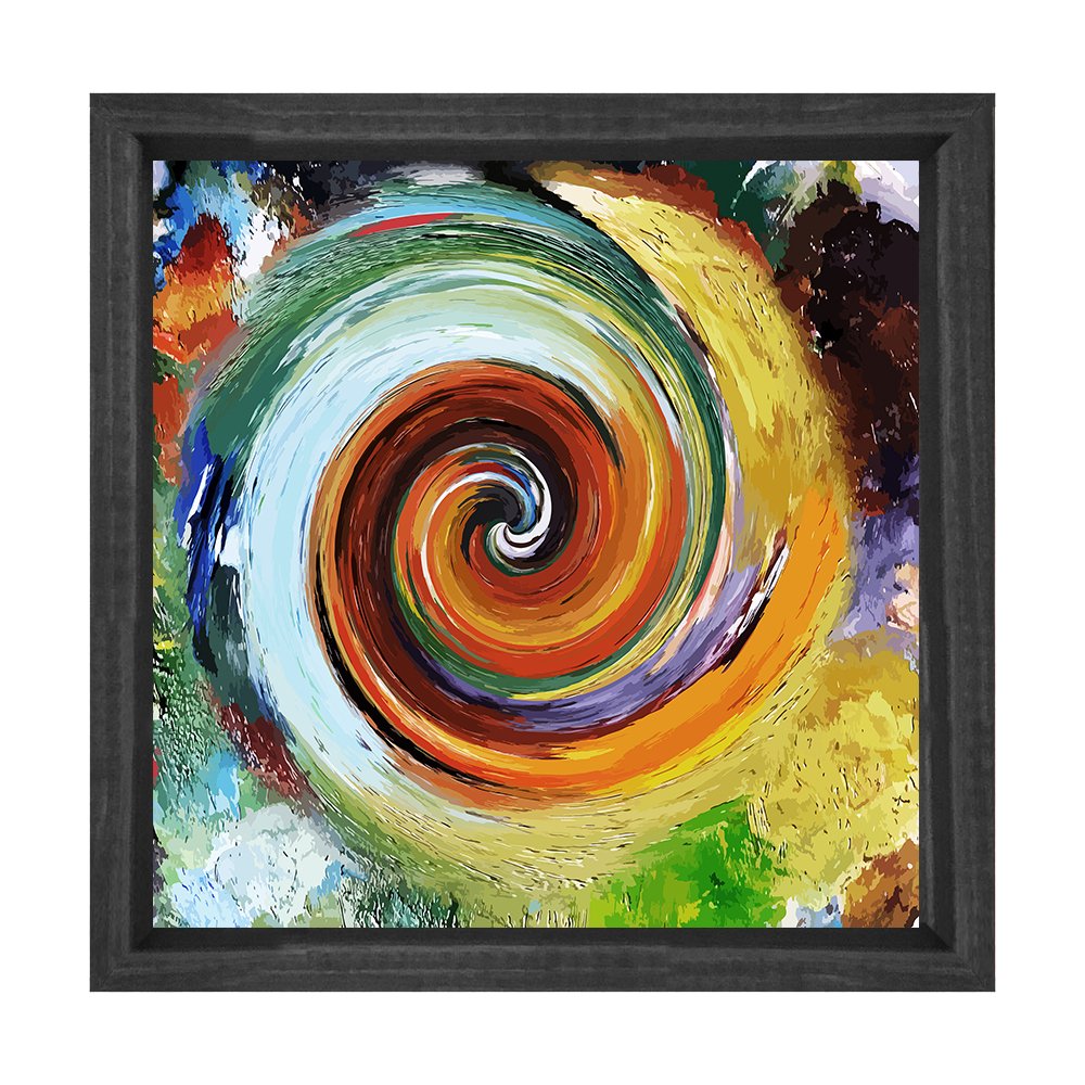 Soyut Girdap  Tablosu Siyah Ahşap Çerçeve - 100x100