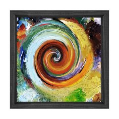 Soyut Girdap  Tablosu Siyah Ahşap Çerçeve - 100x100