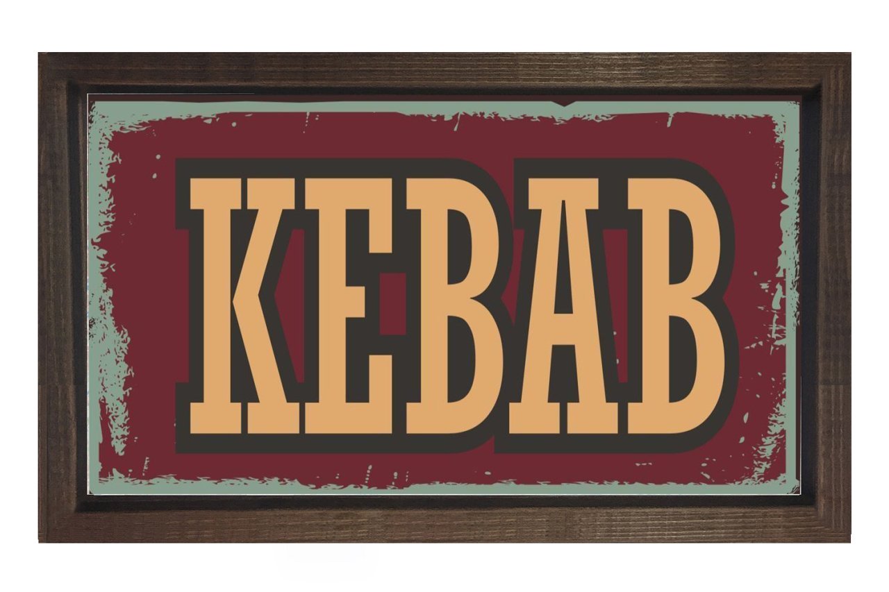 Kebab Restoran Afiş Tablosu Kahverengi Ahşap - 50x70