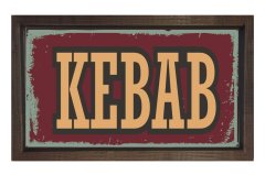 Kebab Restoran Afiş Tablosu Kahverengi Ahşap - 50x70