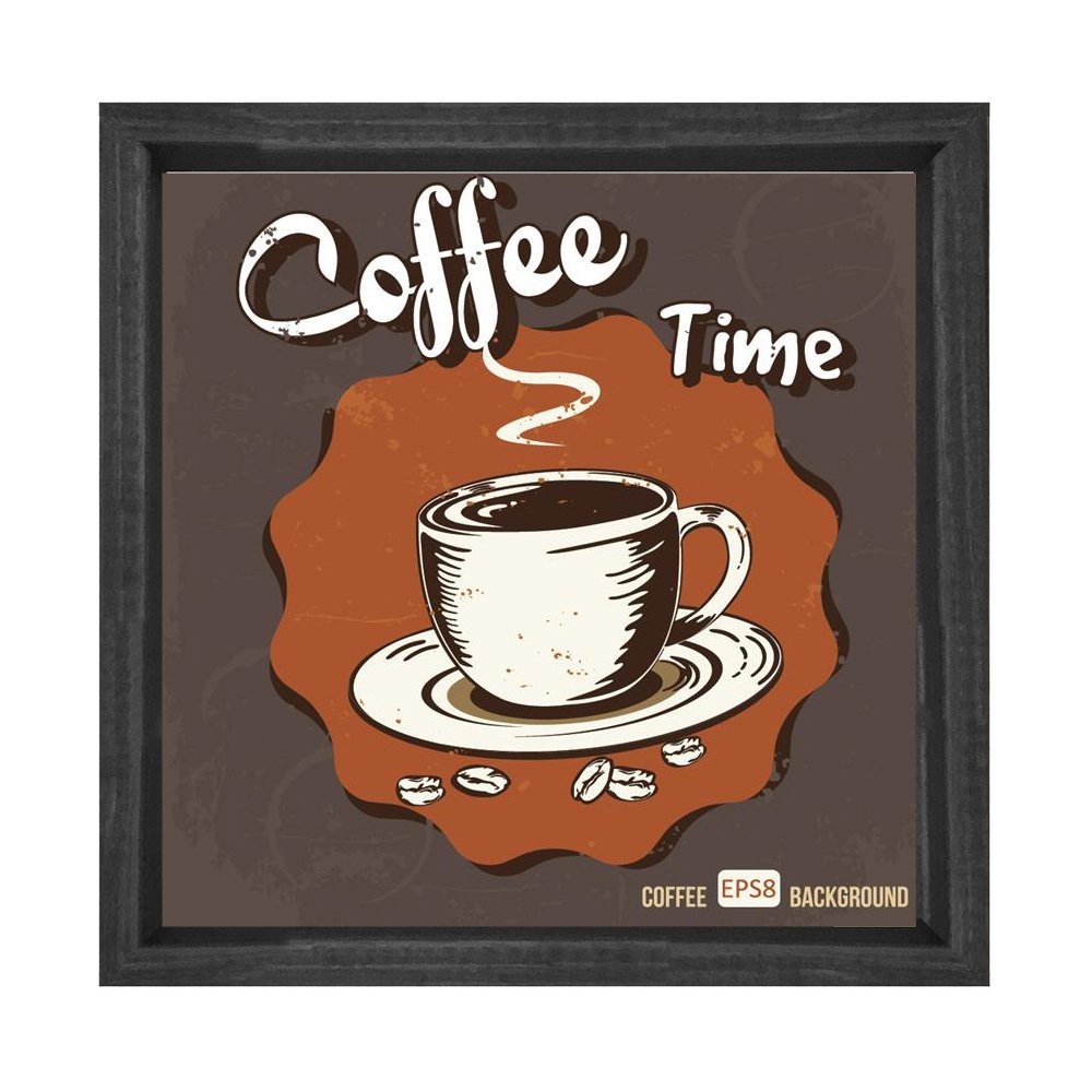 Kahve Zamanı Tablosu Siyah Ahşap Çerçeve - 60x60