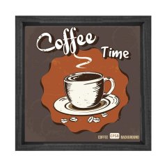 Kahve Zamanı Tablosu Siyah Ahşap Çerçeve - 60x60