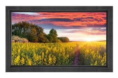 Muhtesem Gökyüzü Çiçekli Tarla Tablosu Siyah Ahşap - 40x60