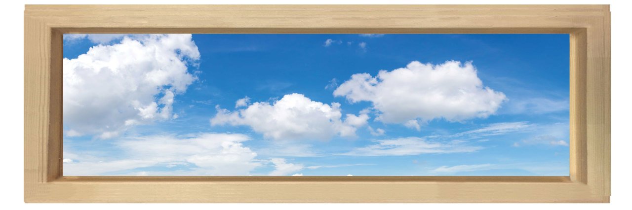 Bulutlu Gökyüzü Tablosu Naturel Ahşap Çerçeve - 90x30
