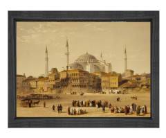 Ayasofya Camii Tablosu Siyah Ahşap Çerçeve - 100x200