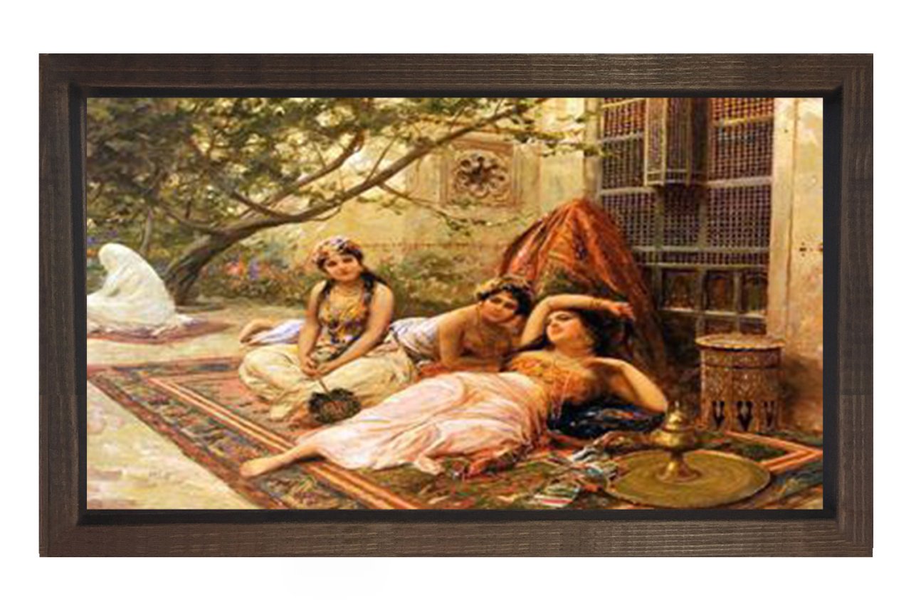 Kızlar Tablosu Kahverengi Ahşap Çerçeve - 45x30