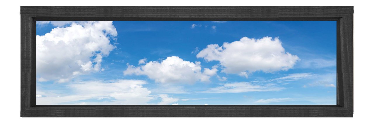 Bulutlu Gökyüzü Tablosu Siyah Ahşap Çerçeve - 120x40
