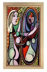 Girl Before a Mirror Tablosu Naturel Ahşap - 45x30