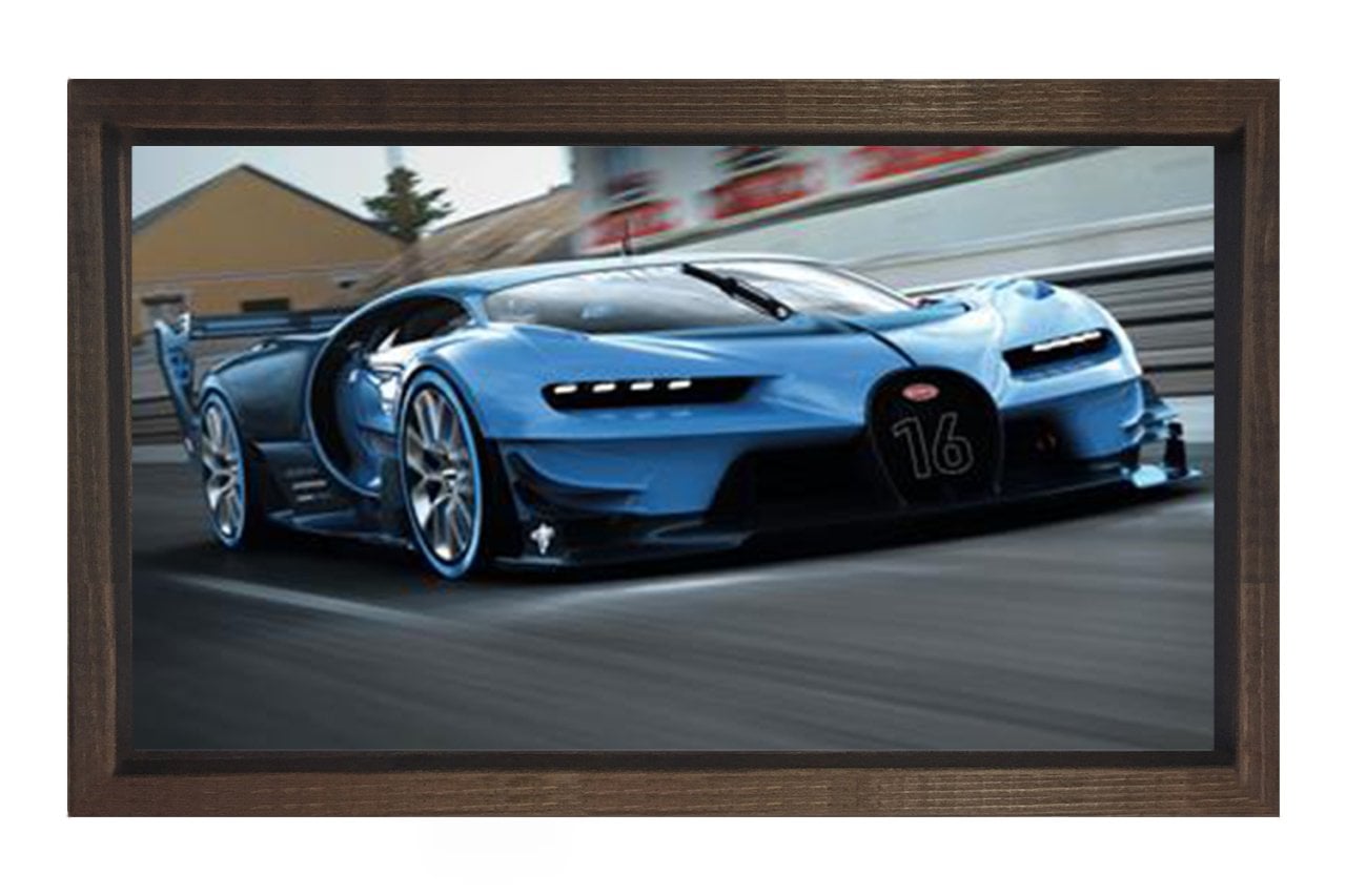 Bugatti Vision Gran Turismo Tablosu Kahverengi Ahşap Çerçeve - 50x90