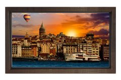 İstanbul ve Günbatımı Tablosu Kahverengi Ahşap Çerçeve - 100x200
