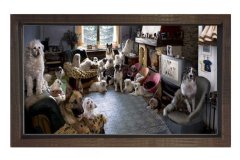 Köpekler Tablosu Kahverengi Ahşap Çerçeve - 40x60