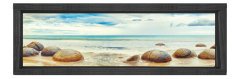 Taşlı Deniz Tablosu Siyah Ahşap Çerçeve - 180x60