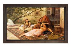 Kızlar Tablosu Kahverengi Ahşap Çerçeve - 50x90