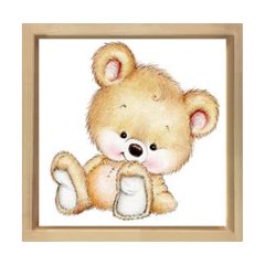 Sevimli Ayıcık Tablosu Naturel Ahşap Çerçeve - 50x50