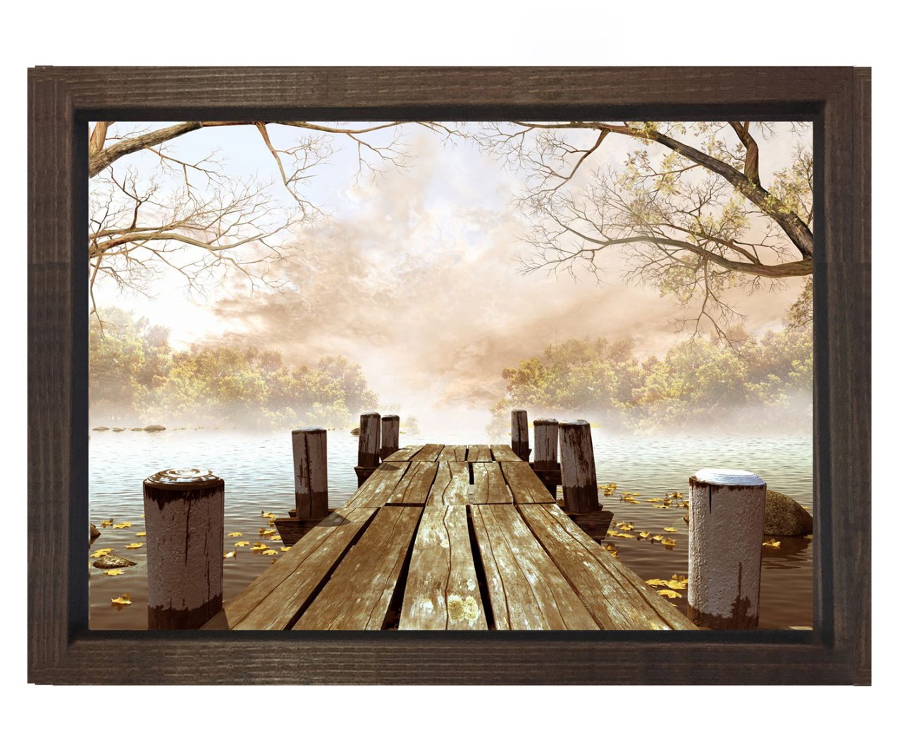 Orman İskele tablosu Kahverengi Ahşap Çerçeve - 45x30
