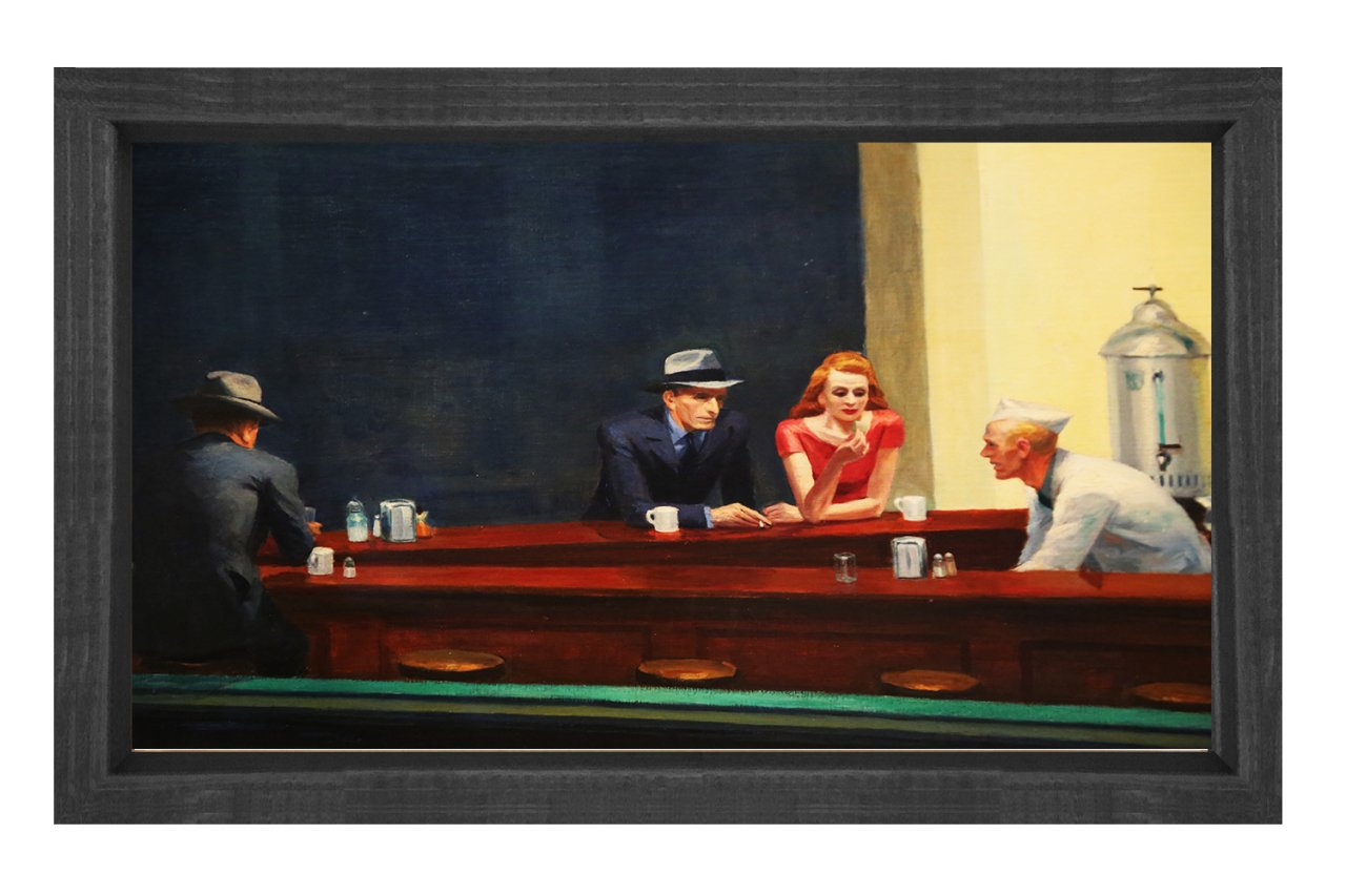 Edward Hopper Bar Siyah Ahşap Çerçeve - 50x90