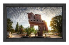 Truva Atı Tablosu Siyah Ahşap - 45x30
