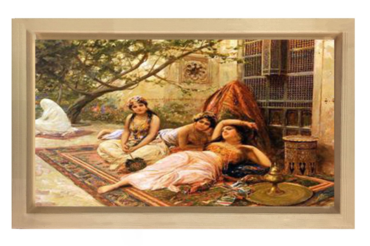 Kızlar Tablosu Naturel Ahşap Çerçeve - 100x150