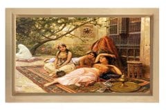 Kızlar Tablosu Naturel Ahşap Çerçeve - 100x150
