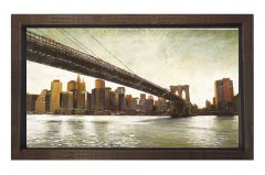 Newyork Köprü Manzarası Tablosu Kahverengi Ahşap Çerçeve - 50x90