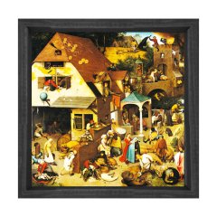 Pieter Brueghel - The Dutch Proverbs Tablosu Siyah Ahşap Çerçeve - 50x70