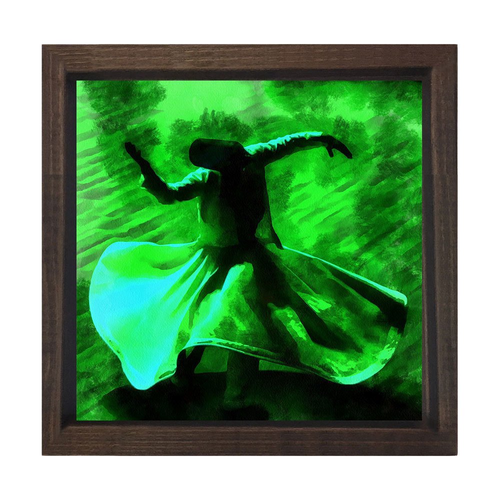 Semazen Tablosu Kahverengi Ahşap Çerçeve - 40x40