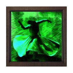 Semazen Tablosu Kahverengi Ahşap Çerçeve - 40x40