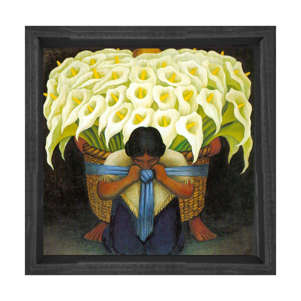 Çiçek Satıcısı,1942 Tablosu Siyah Ahşap Çerçeve - 80x80