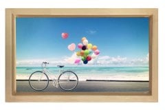 Bisiklet ve Balonlar Tablosu Naturel Ahşap - 45x30