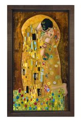 Gustav Öpücük Tablosu Kahverengi Ahşap - 50x70