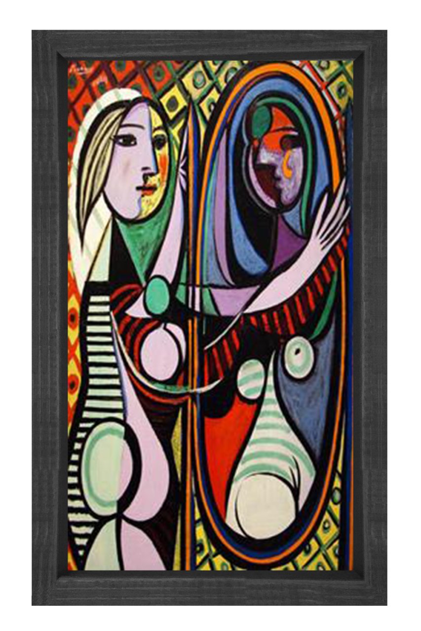 Girl Before a Mirror Tablosu Siyah Ahşap - 40x60