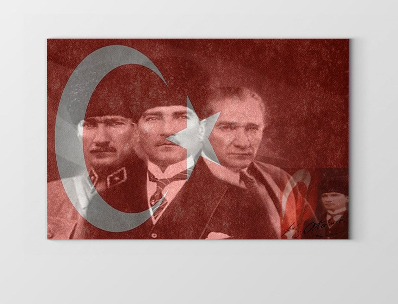 Atatürk Ve Türk Bayrağı Tablosu Çerçevesiz - 50x70