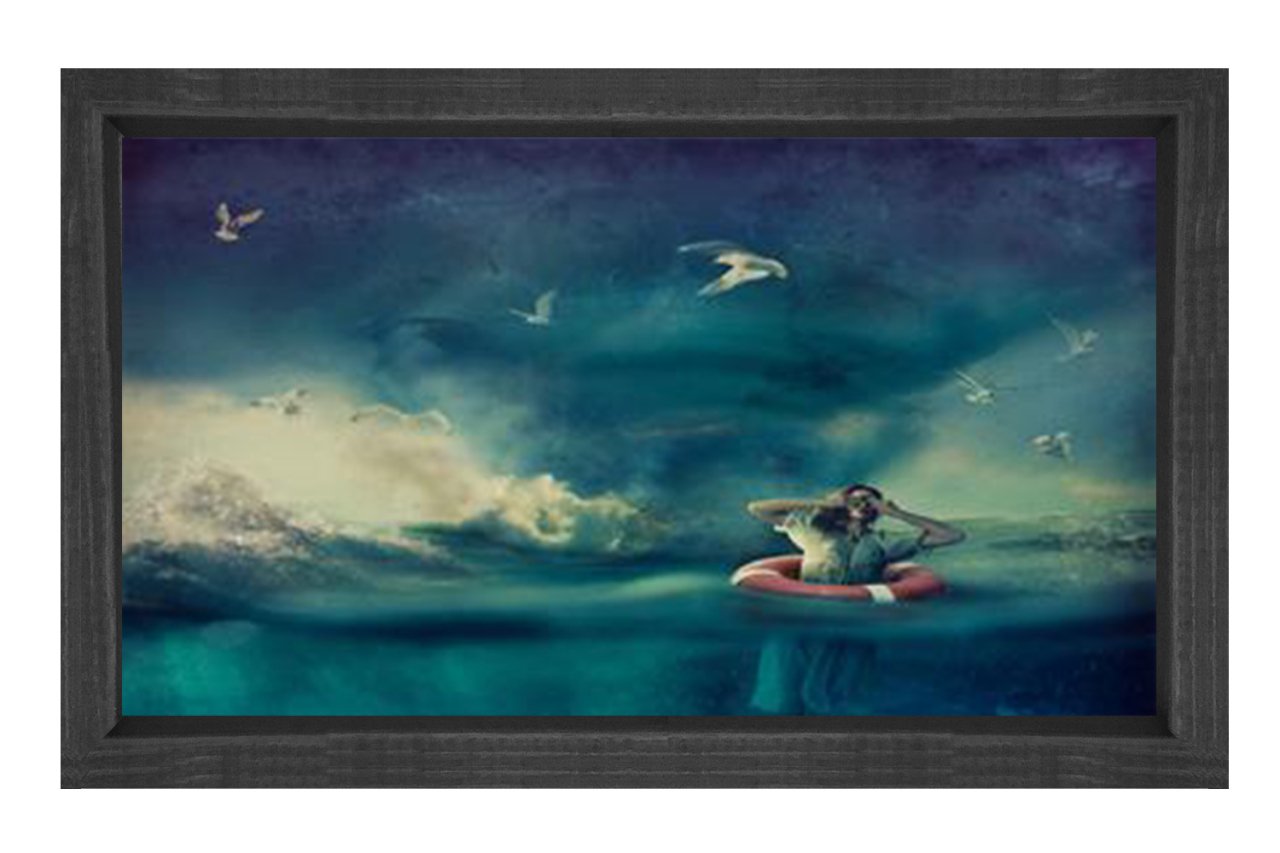Bunalan Kadın Ve İç Dünyası Tablosu Siyah Ahşap Çerçeve - 50x90