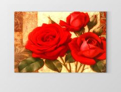 Kırmızı Gül Çiçekleri Tablosu Çerçevesiz - 70x100