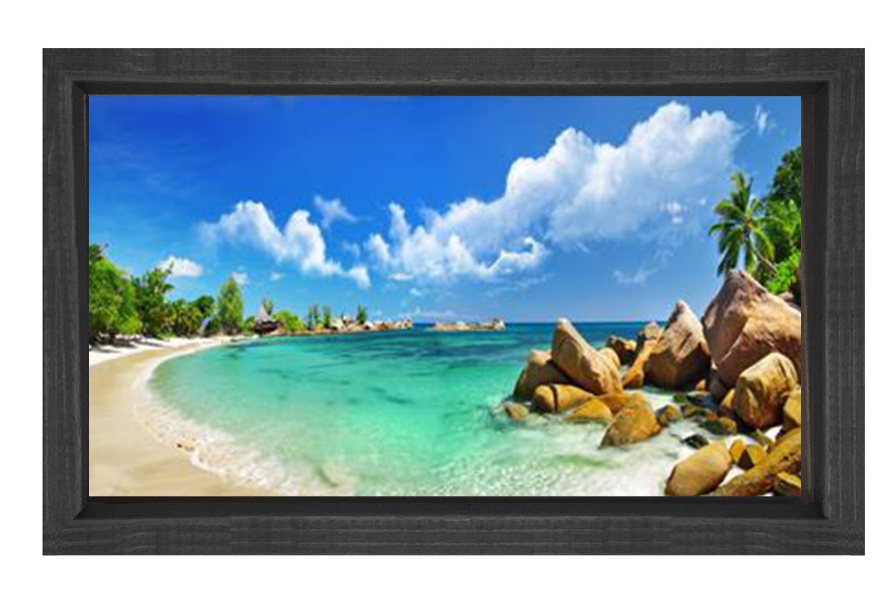 Kumsal ve Kayalıklar Tablosu Siyah Ahşap - 70x100