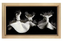 Soyut Semazen Tablosu Naturel Ahşap Çerçeve - 40x60
