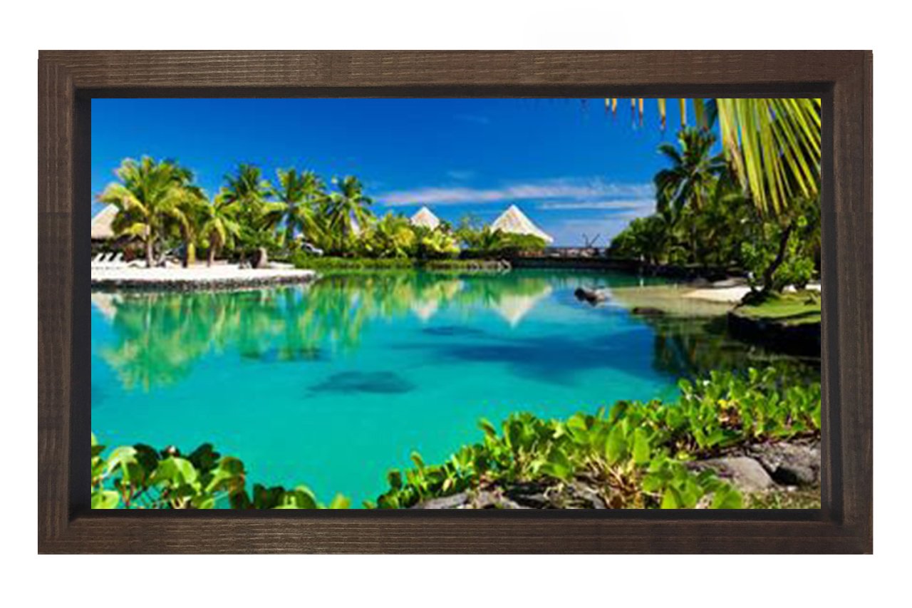 Palmiyeler ve Deniz Tablosu Kahverengi Ahşap Çerçeve - 100x150