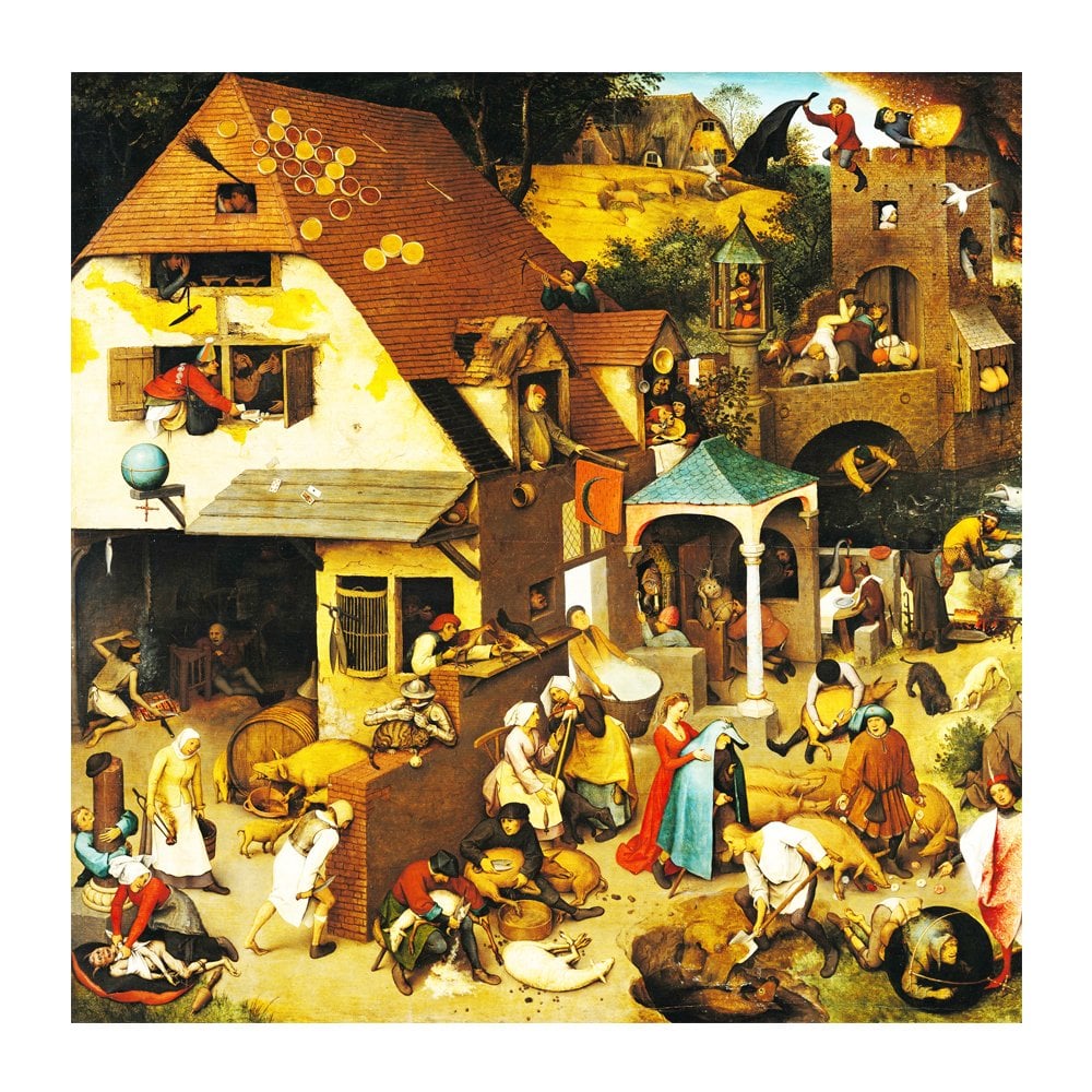 Pieter Brueghel - The Dutch Proverbs Tablosu Çerçevesiz - 100x200