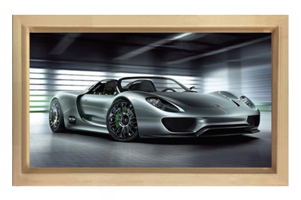 Porsche Gt3 Spider Tablosu Naturel Ahşap Çerçeve - 100x150