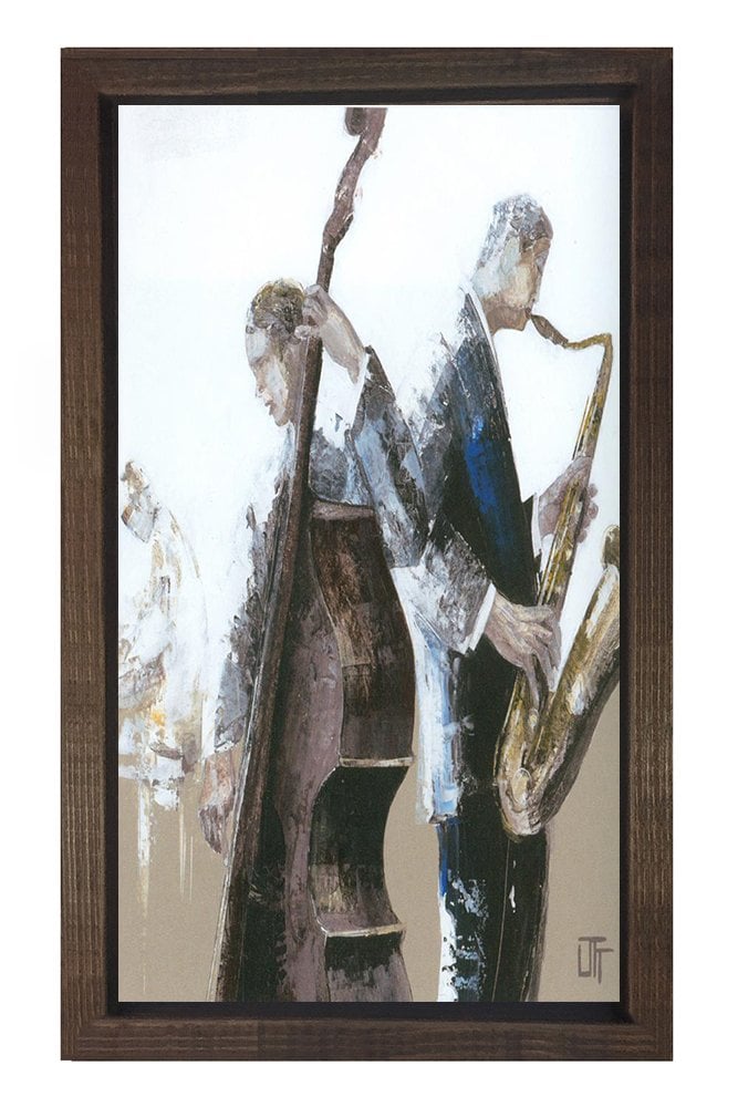 Orkestra Müzisyenler Tablosu Kahverengi Ahşap Çerçeve - 50x70